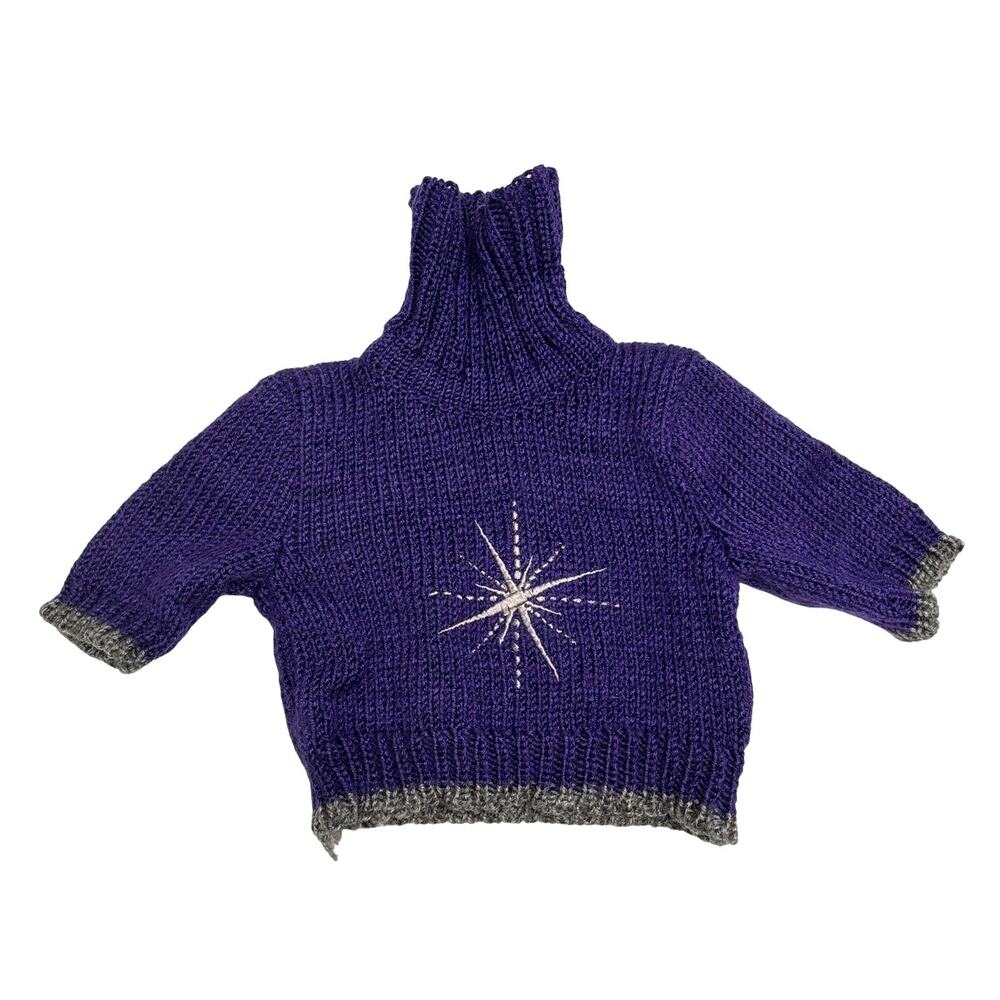 Build A Bear - Stuffed Animal Purple Turtleneck Sweater w/ Silver Star Burst
